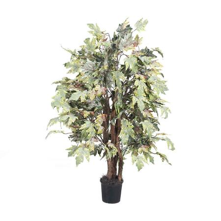 DARE2DECOR 4 ft. Artificial Extra Full Frosted Maple Tree in Black Plastic Pot DA3254183